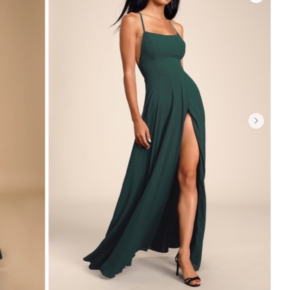 LULU's Bridesmaid Prom Wedding Flowy Romantic Flowy Sexy Chiffon Maxi Dress - Picture 1 of 6